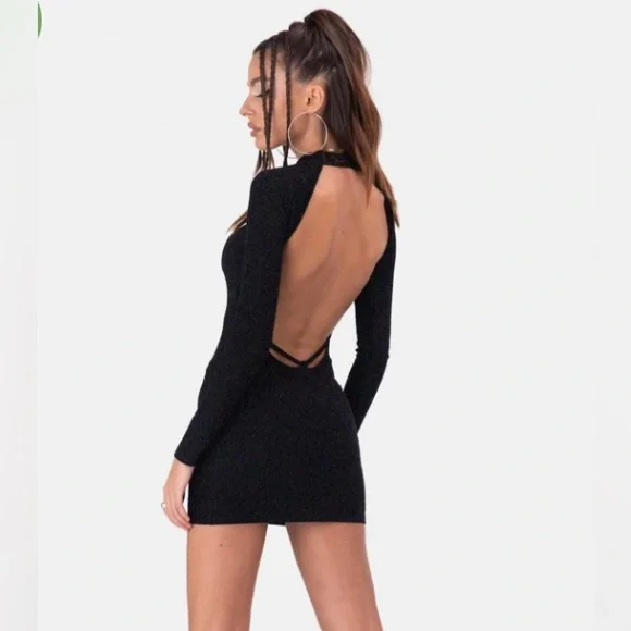blue dress for baby girl Women's Best of Luck Criss Cross Back Strap Bodycon Mini Dress in Black main image 1